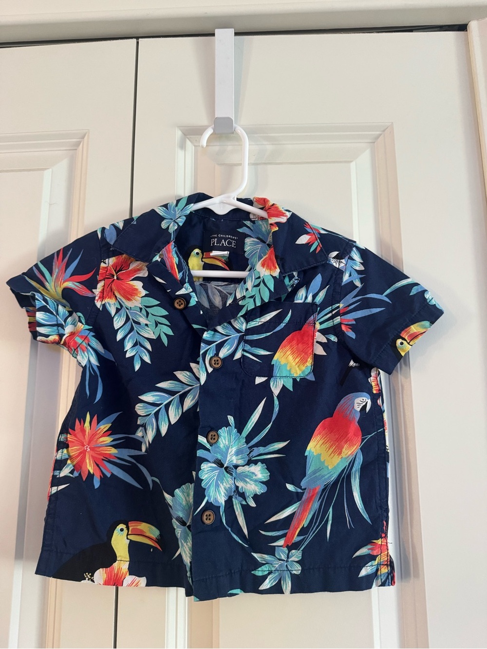 The Children's Place Navy Tropical Parrot Button-Down Shirt